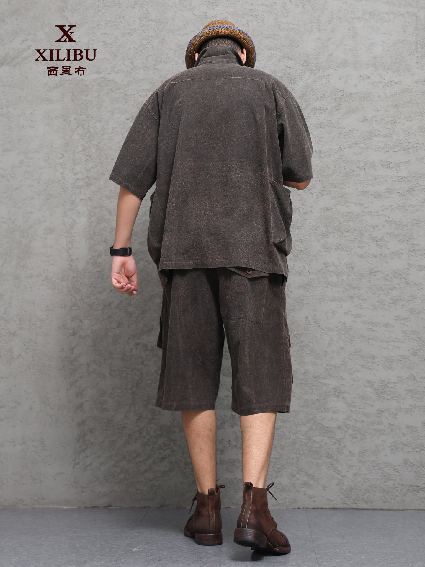 Wild Silk Cuban Collar Half Sleeve Shirt Men's Dye Yam Dyed Tussah Silk Aloha Retro Short Sleeve Shirt Summer