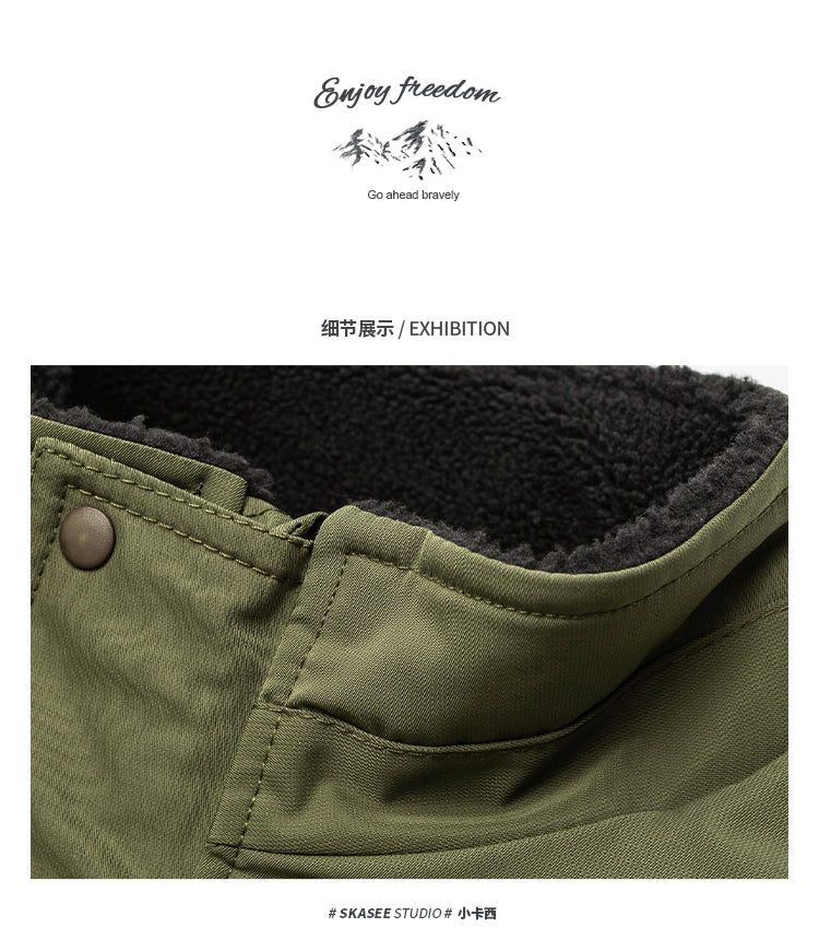 Japanese Style Trendy Brand Lamb Wool Stand Collar Cotton Jacket Men Winter Trendy Brand Couple Loose Thickened Warm Workwear Cotton Coat Jacket