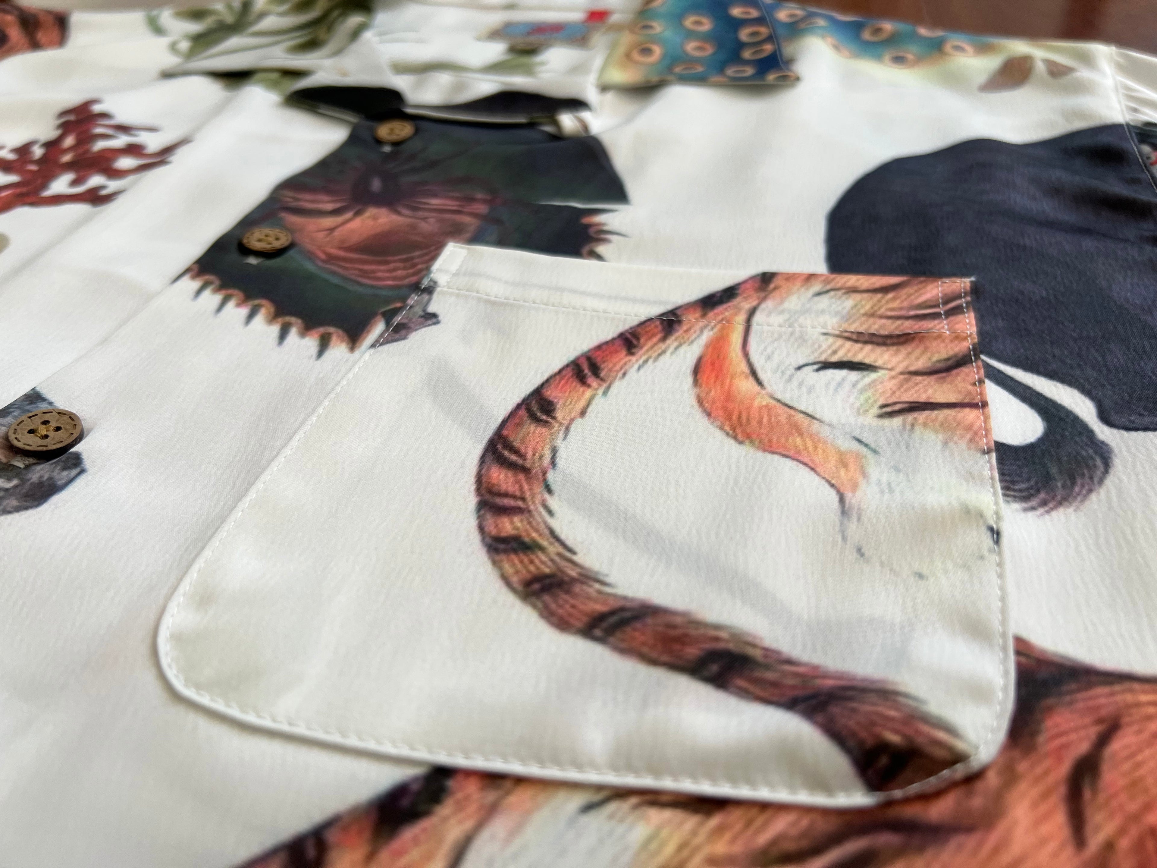 Ukiyo-E Patchwork Style Loose Drape Hawaiian Cuban Collar Printed Aloha Shirt Short Sleeve Shirt