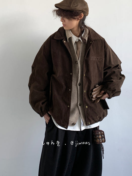 Melad Retro Suede Down Jacket - Japanese Style Casual Coat (Unisex)