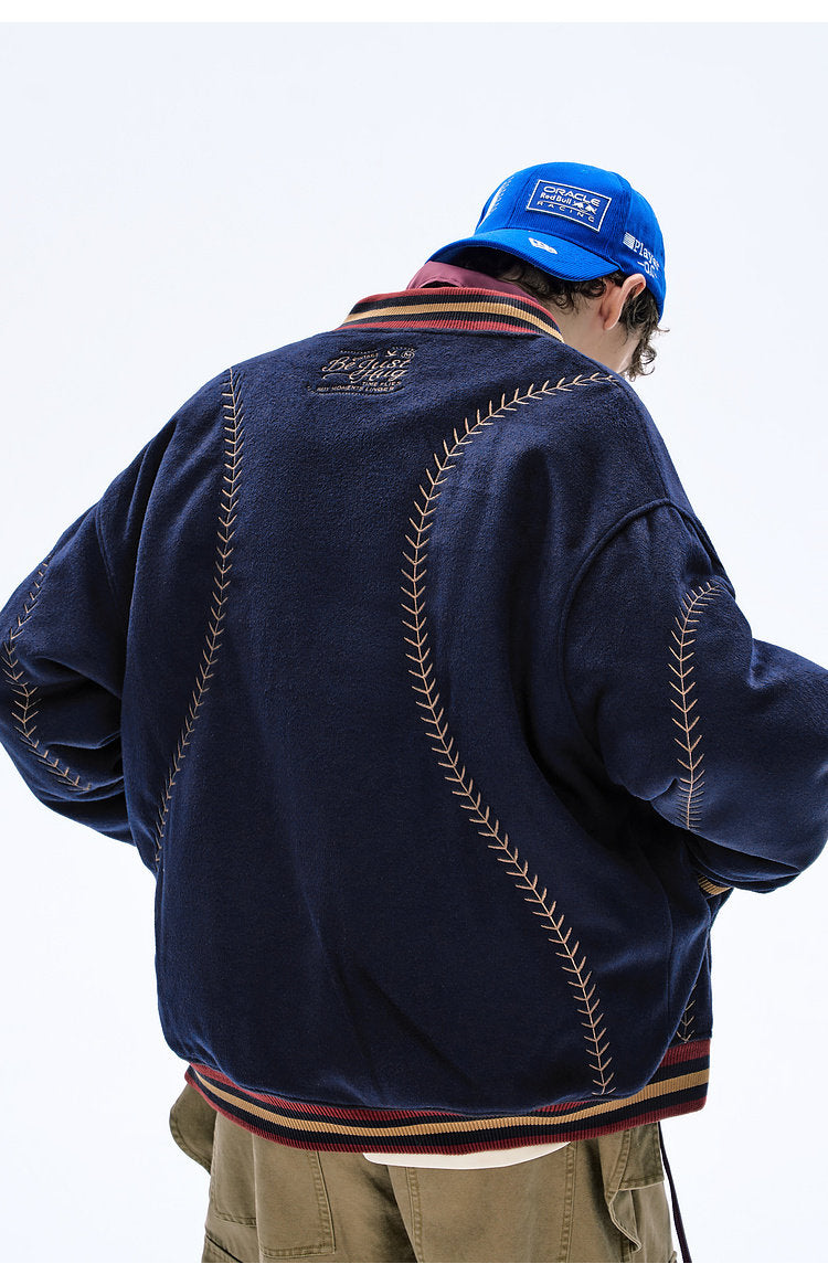 BJHG Quilted Baseball Jacket - American Style Color-Block Winter Coat (Unisex)