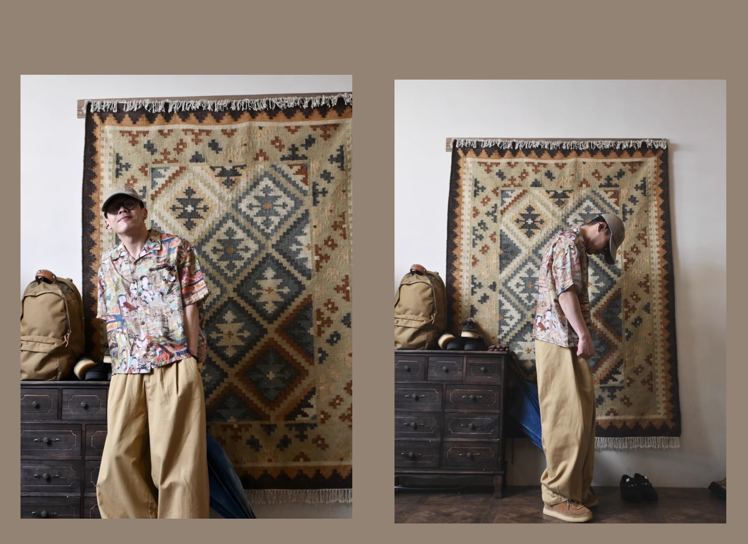 Vintage Loose Print Cuban Collar Shirt Linen Hawaiian Short Sleeve Shirt Dunhuang Summer Trend Brand