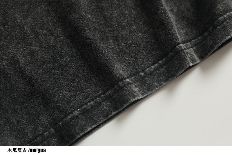 Handmade Anti-War Symbol Embroidered Heavy Cotton Tee – Unisex 270g Crewneck, Loose Fit