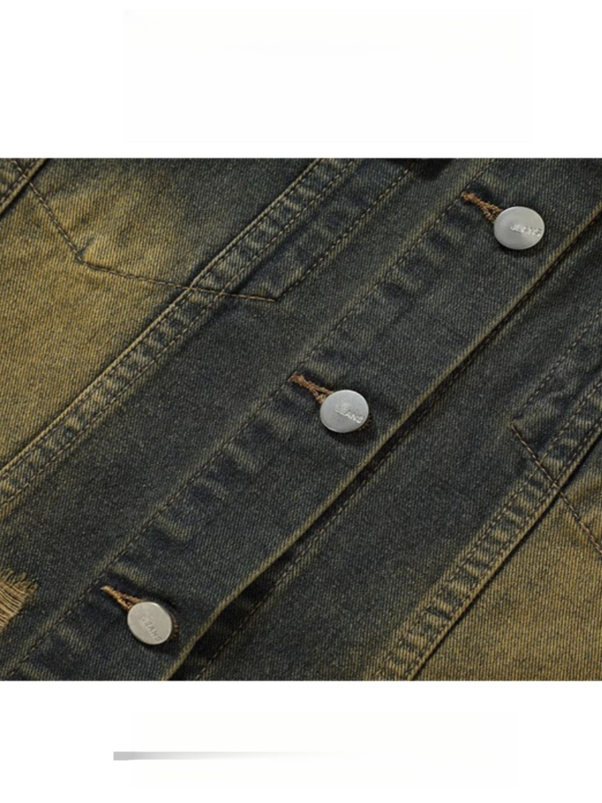 Vintage Distressed Turn-Down Collar Short Fringe Raw Edge Denim Vest Men's Functional Style Workwear Stylish Vintage Vest