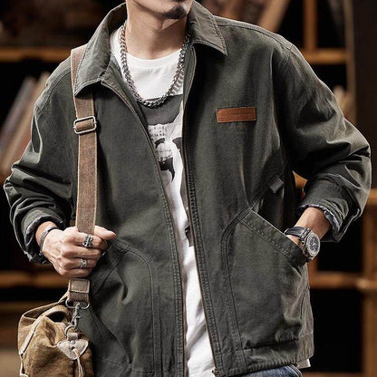 Detroit Vintage Cargo Jacket – Washed Cotton American Workwear Barn Coat for Men | Japanese vintage | yamalin clothes | Yamalinclothes