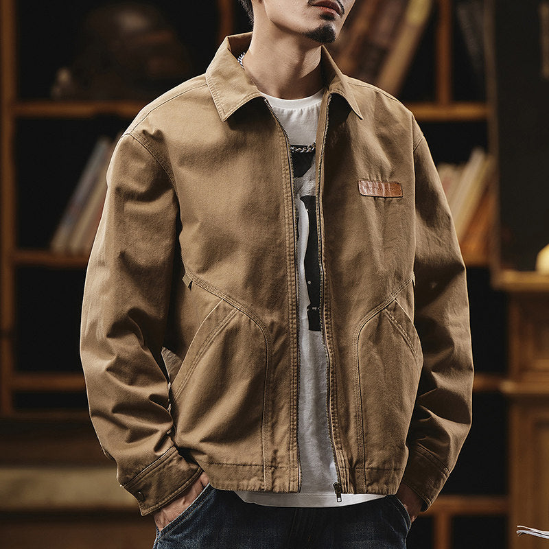 Detroit Vintage Cargo Jacket – Washed Cotton American Workwear Barn Coat for Men | Japanese vintage | yamalin clothes | Yamalinclothes