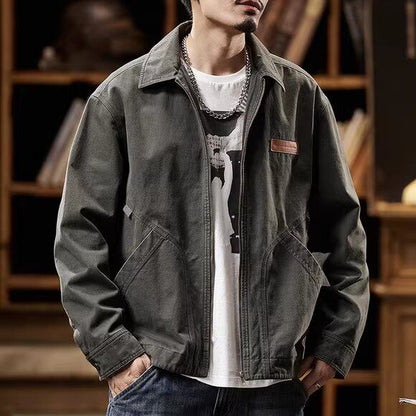 Detroit Vintage Cargo Jacket – Washed Cotton American Workwear Barn Coat for Men | Japanese vintage | yamalin clothes | Yamalinclothes