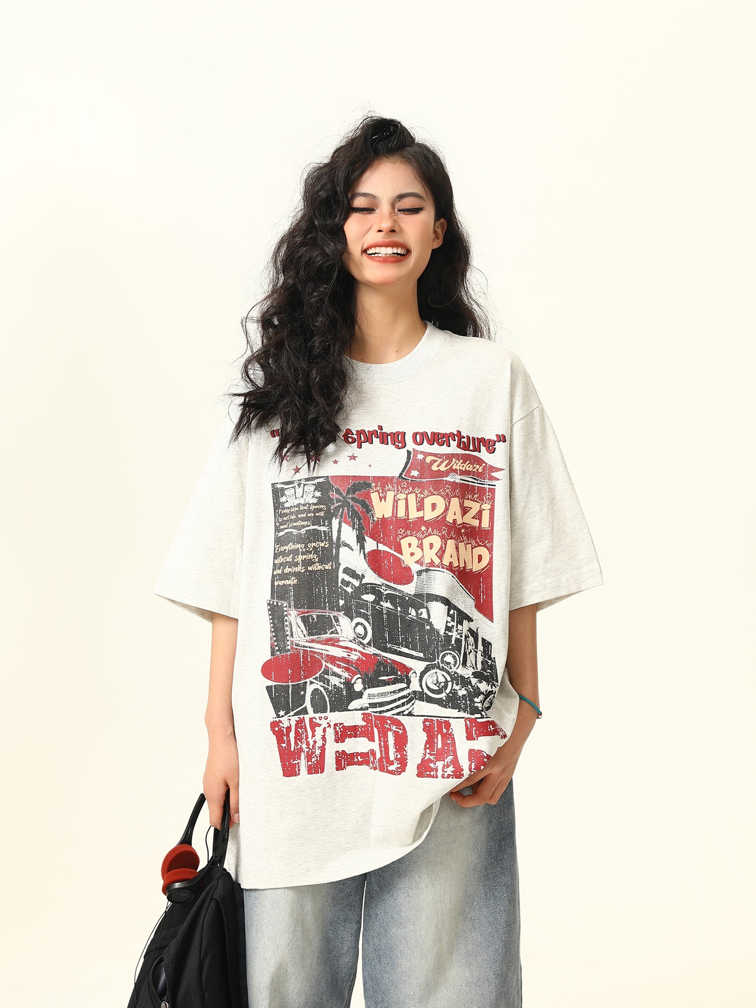 2025 Summer New Original American Retro Short Sleeve T-Shirt Unisex Niche Print Trendy Brand Tee