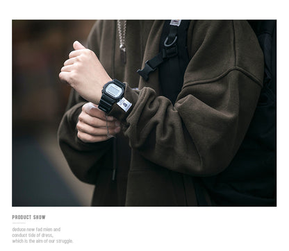 Unisex Vintage Fleece Hoodie - Hong Kong Style Thickened Loose Couple Sweatshirt