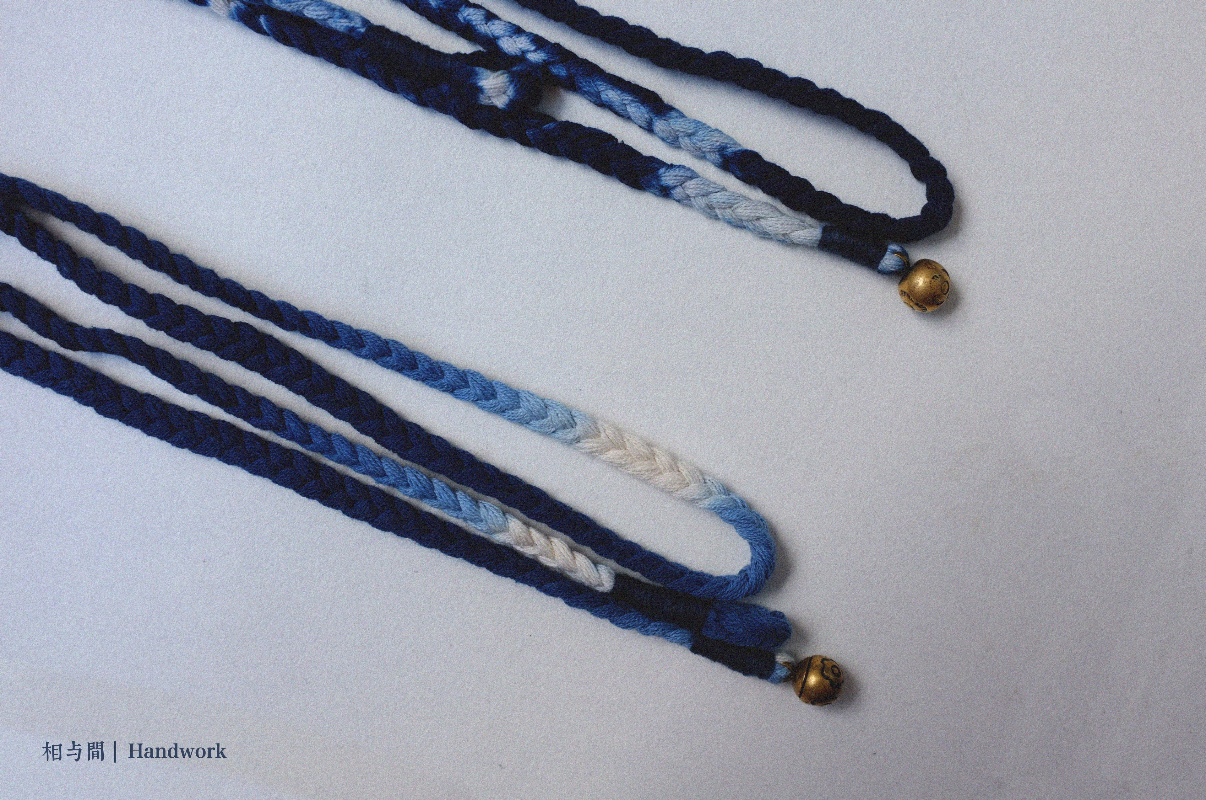 Original Blue Dyed Bracelet Chinese Retro INDIGO Tie-Dye Bracelet Multi-Turn Three-Strand Braided Couple Bracelet