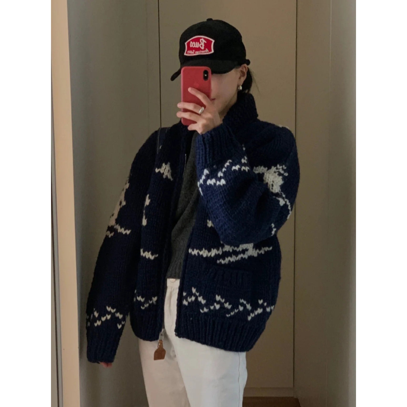 Handmade Wool Zipper Knit Sweater Coat