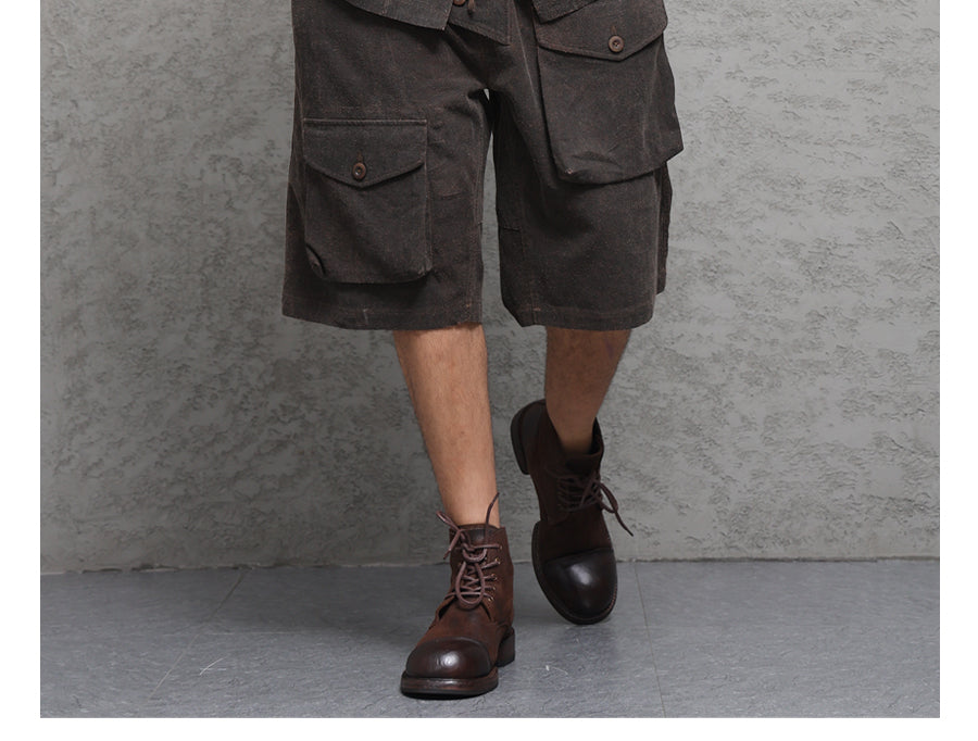 Wild Silk Cuban Collar Half Sleeve Shirt Men's Dye Yam Dyed Tussah Silk Aloha Retro Short Sleeve Shirt Summer