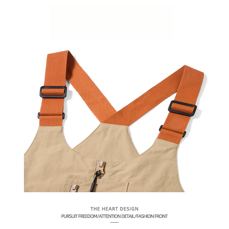 Unisex Convertible Workwear Vest – Textured Woven Multifunctional Top & Single Shoulder Bag – High Street Trendy Brand