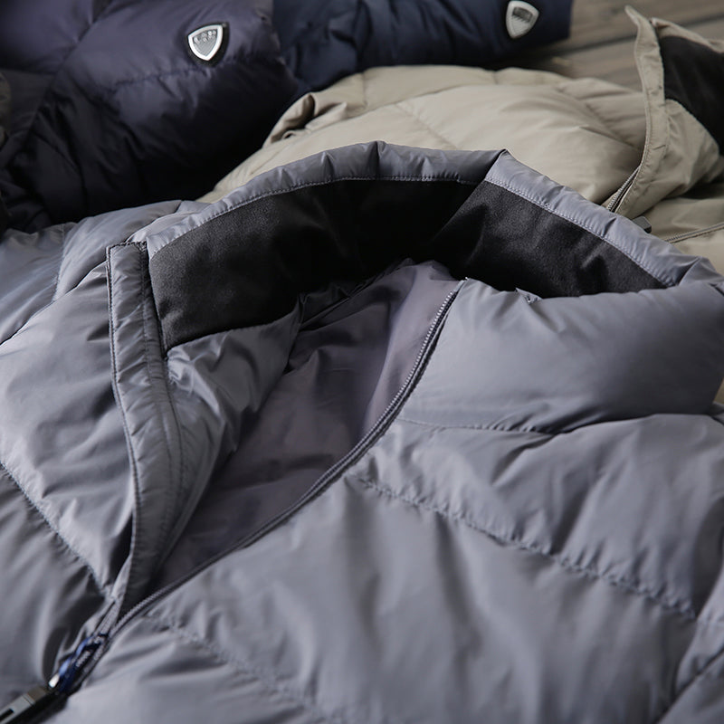 Men's Plus Size Lightweight High-Fluffy Down Jacket - Winter Stand Collar Warm Export Overstock Coat