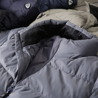 Men's Plus Size Lightweight High-Fluffy Down Jacket - Winter Stand Collar Warm Export Overstock Coat