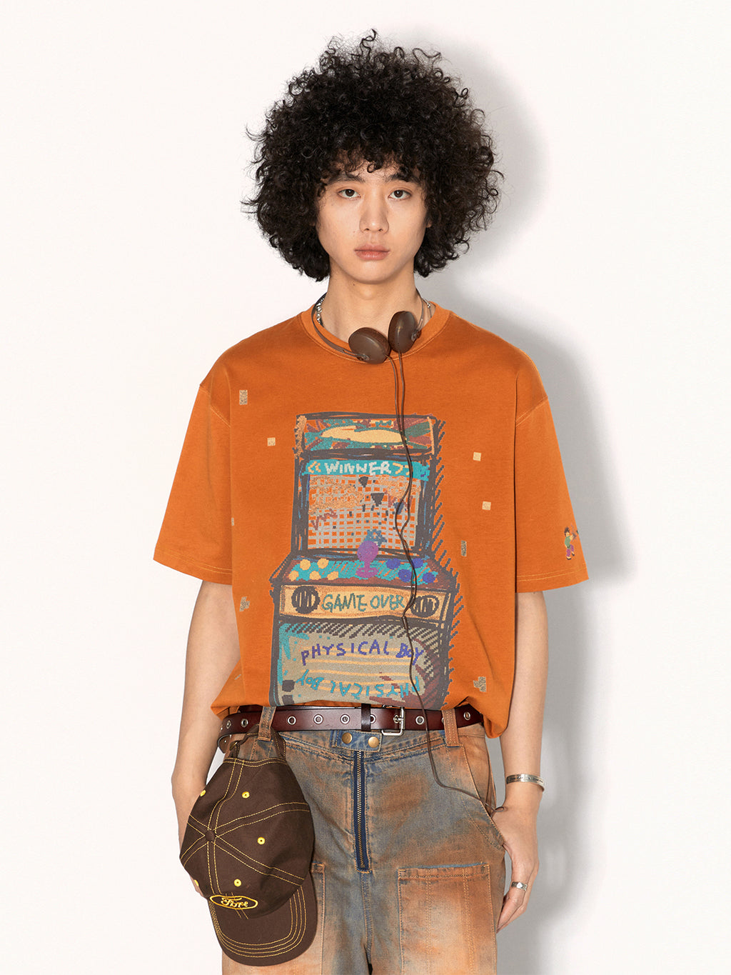 Game Machine Particle Hand-Painted Printed Loose Breathable Short-Sleeved T-shirt Summer