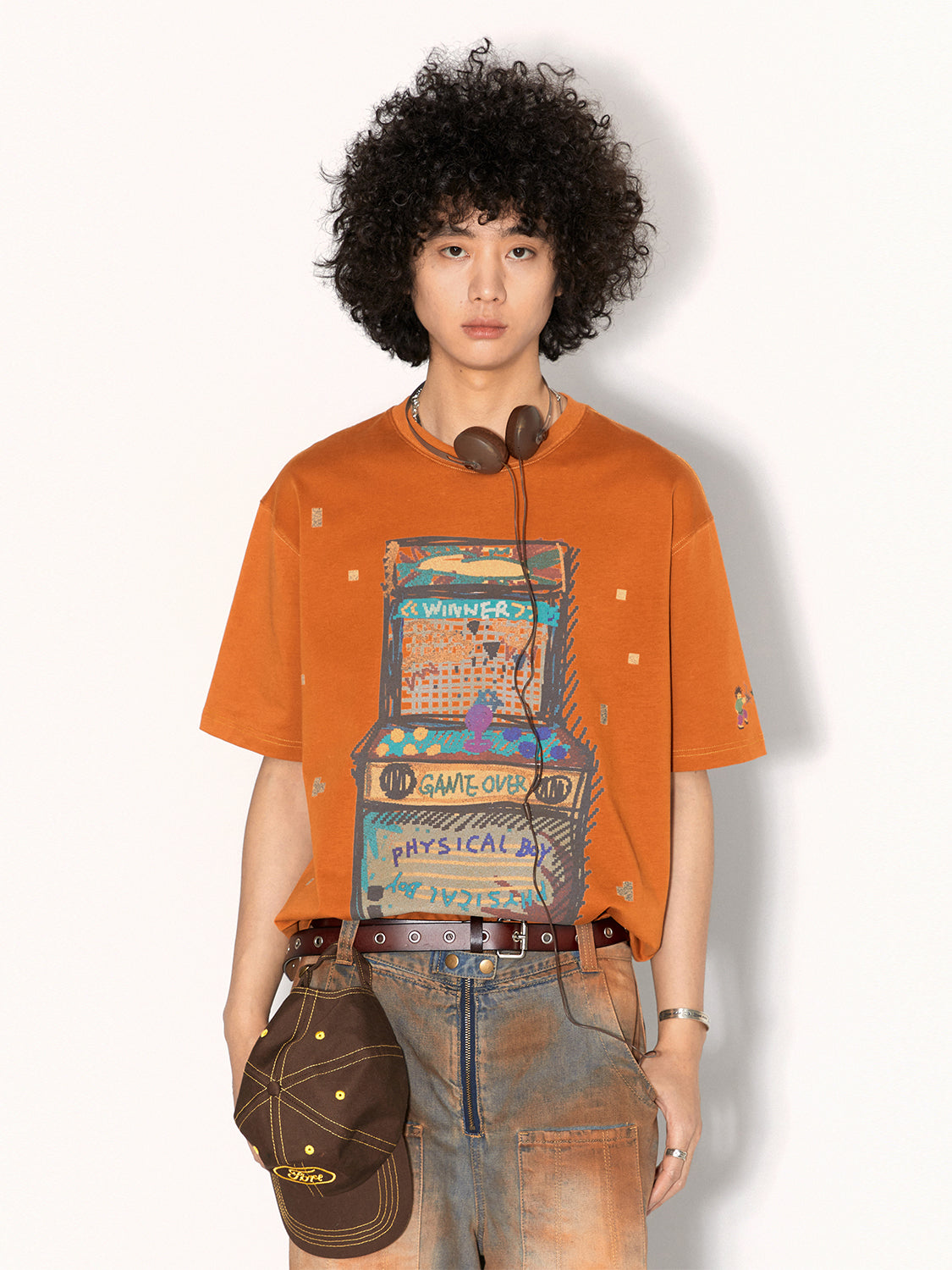 Game Machine Particle Hand-Painted Printed Loose Breathable Short-Sleeved T-shirt Summer