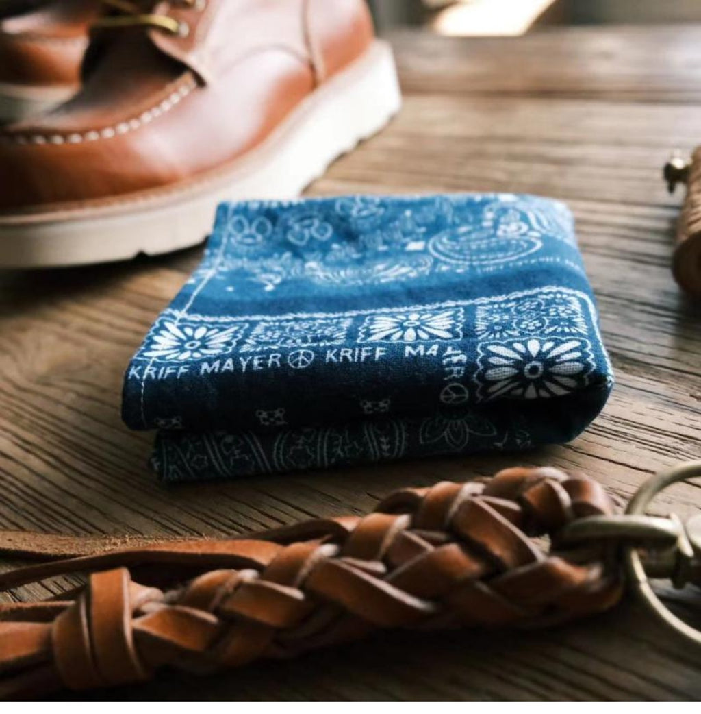 Cashew Flower Patchwork Baijia Cloth Printed Washed Blue Dyed Indigo Square Scarf Handkerchief Headscarf American Retro Motorcycle