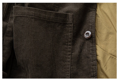 American Retro Amekaji Corduroy Safari Blazer - Casual Suit Jacket (Men)