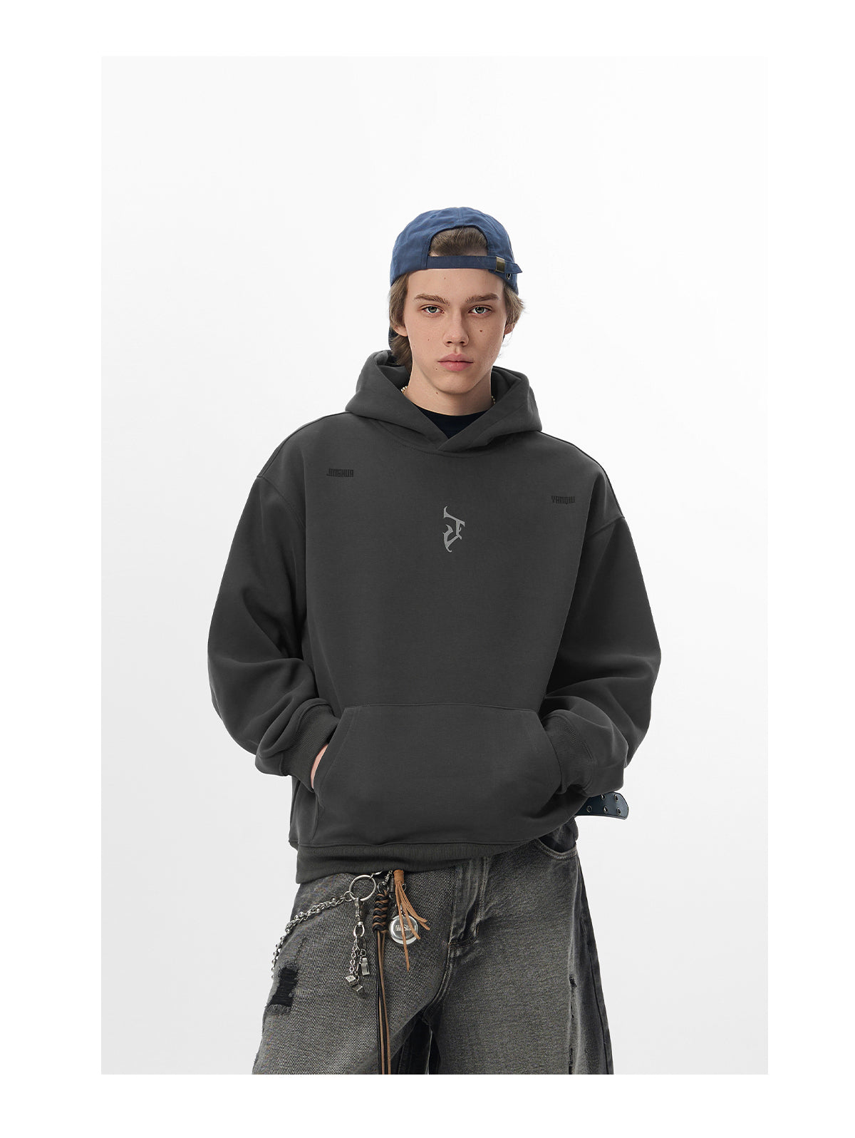 “J” Gothic Letter Hoodie – American High-Street Heavyweight Sweater