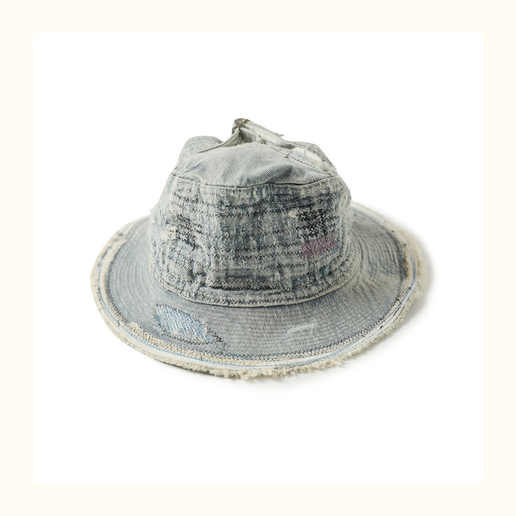 The Old Man and the Sea Vintage Distressed Fisherman Hat Japanese Retro Denim Bucket Hat Unique Fisherman Hat