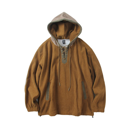 Japanese Style Fleece-Lined Hooded Sweatshirt - Thickened Pullover Hoodie (Men)