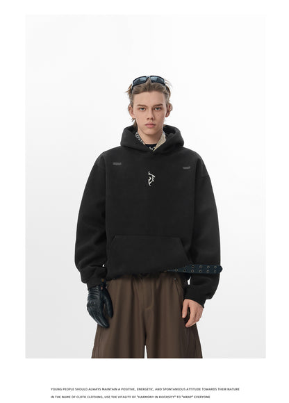 “J” Gothic Letter Hoodie – American High-Street Heavyweight Sweater