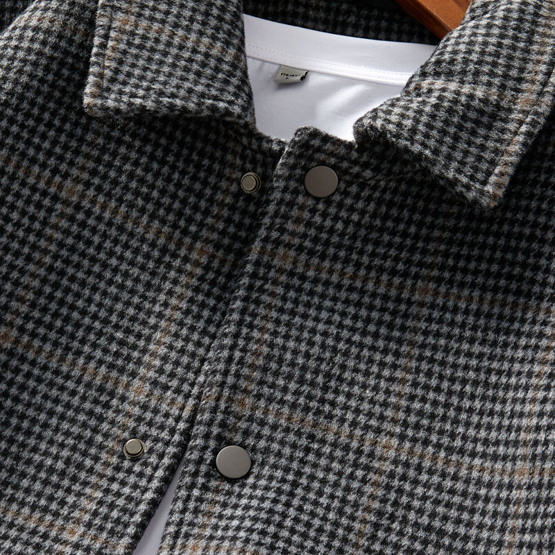 Heavyweight 53% Sheep Wool Houndstooth Lapel Coat – Korean-Style Casual Winter Staple