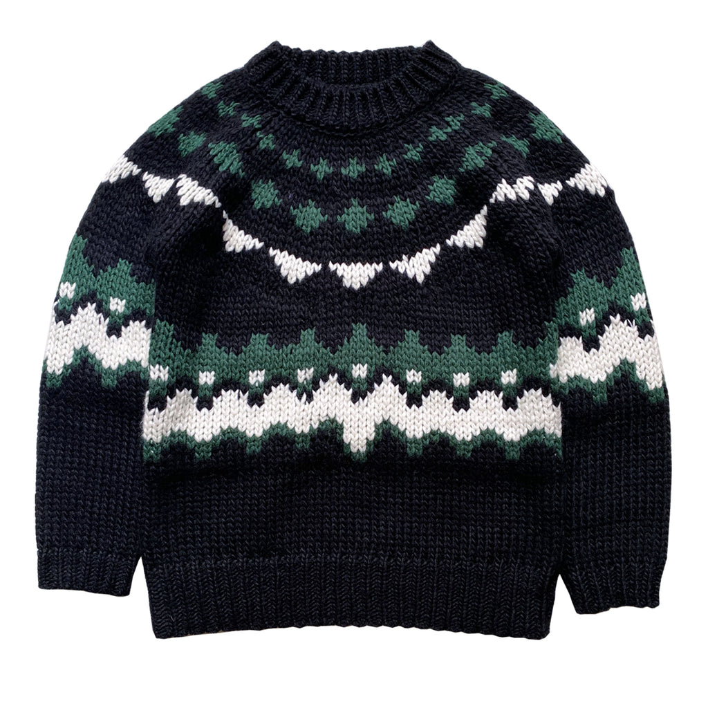 Pure Wool Heavy-Knits Fair Isle Sweater – Retro “Ferris-Wheel” Crew-Neck (Unisex)