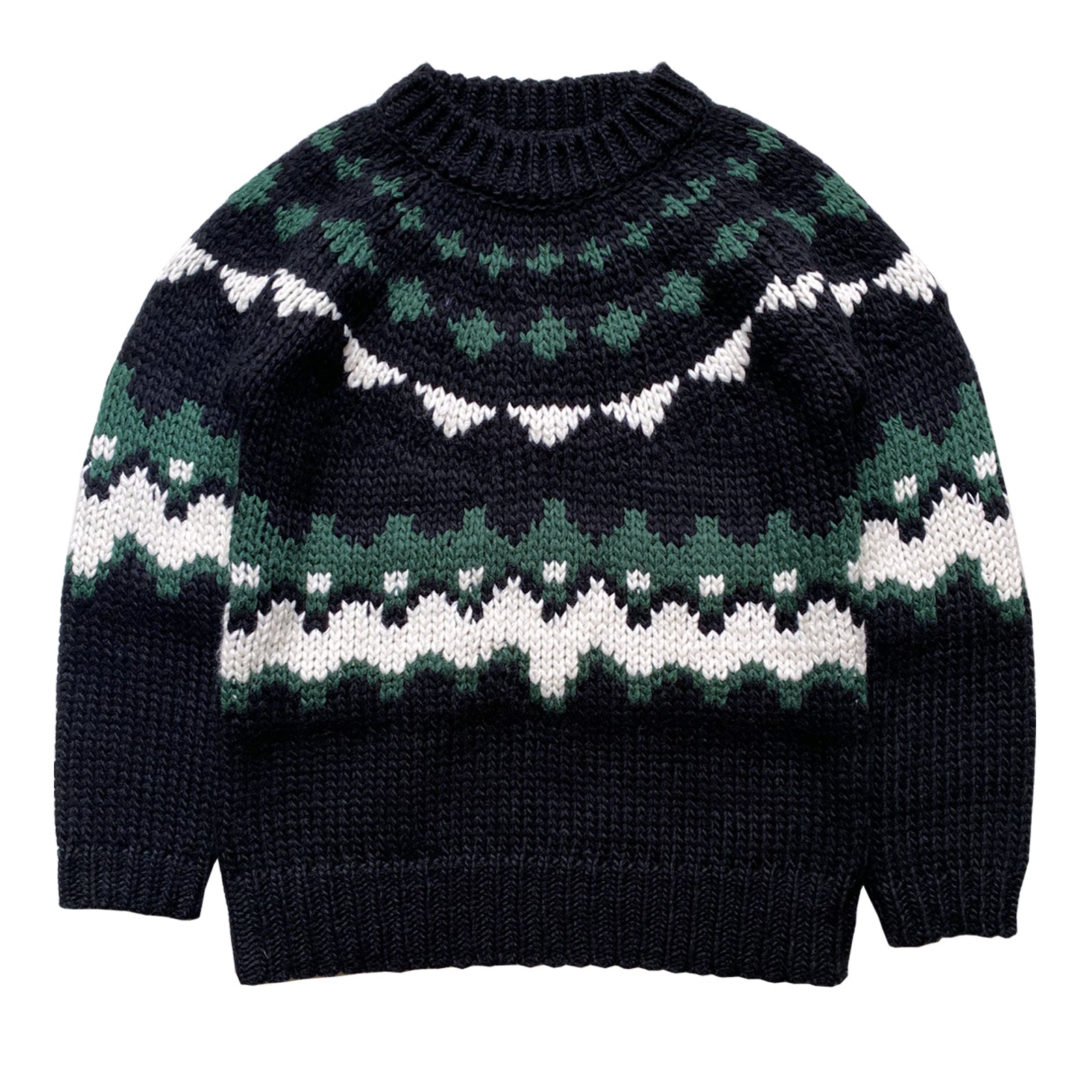 Pure Wool Heavy-Knits Fair Isle Sweater – Retro “Ferris-Wheel” Crew-Neck (Unisex)