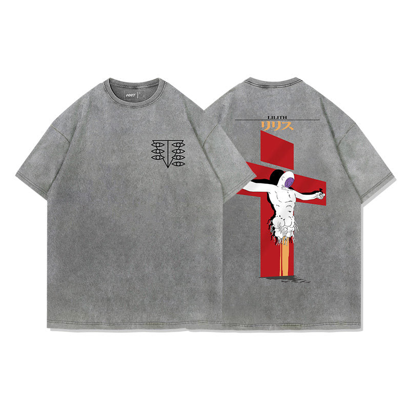 Evangelion Lilith T-Shirt - Washed Vintage Anime Cotton Tee (Unisex)