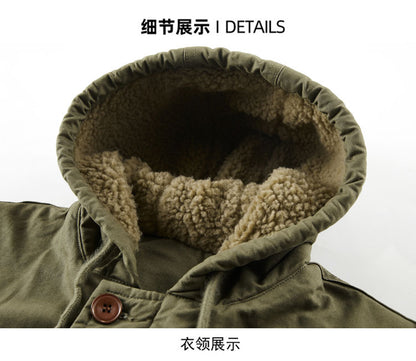 Men's Navy N1 Deck Jacket - American Workwear Lamb Wool Hooded Coat