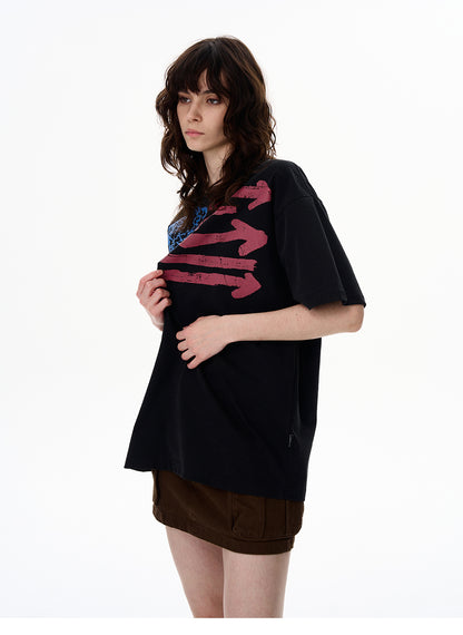 American Retro Dirty Short Sleeve T-Shirt for Men Ins Trendy Brand Fashion Cool Niche Top Couple Tee