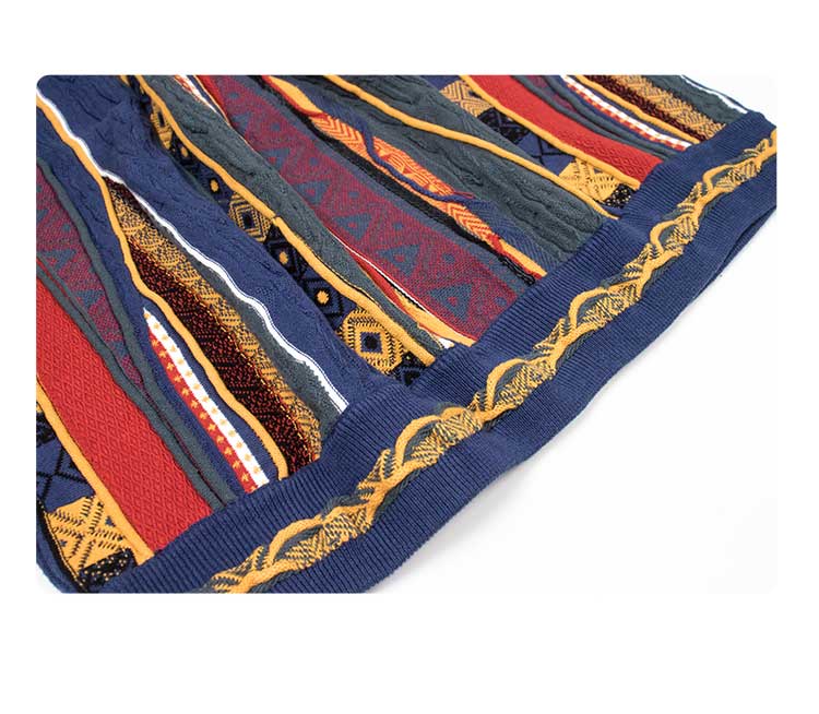 Medria American Style Retro Sweater - Guochao Hidden Color Bitter Melon Stripe Pullover