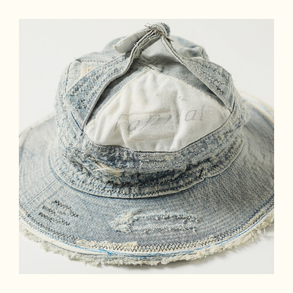 The Old Man and the Sea Vintage Distressed Fisherman Hat Japanese Retro Denim Bucket Hat Unique Fisherman Hat