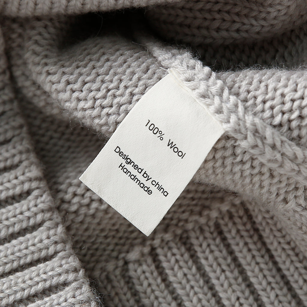 Italian Pure Wool Stand-Collar Cardigan – 100% Heavyweight Knit Sweater Jacket for Autumn/Winter