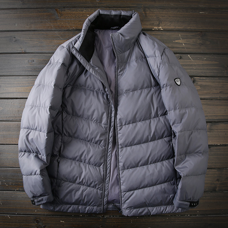 Men's Plus Size Lightweight High-Fluffy Down Jacket - Winter Stand Collar Warm Export Overstock Coat