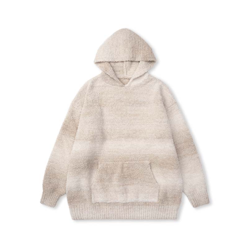 MEDRIA Retro Colorful Hoodie Knitwear for Men and Women Autumn Winter National Trend Loose Lazy Style Warm Sweatshirt Couple Outfit