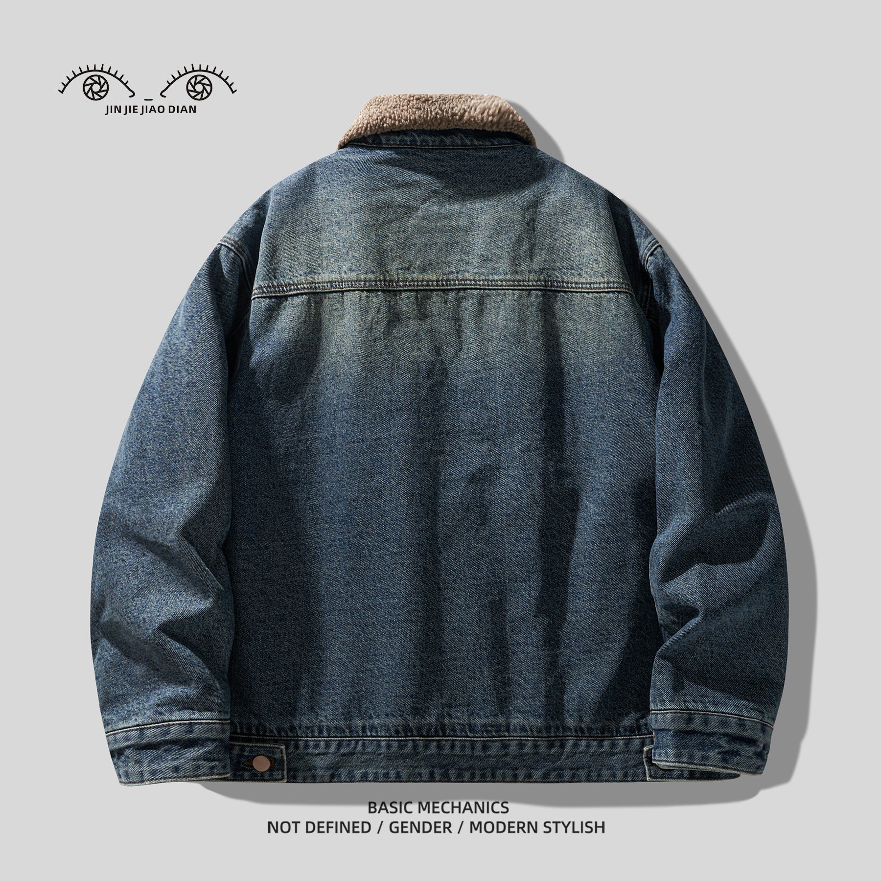 High Street Retro Washed Lamb Wool Denim Jacket – Thickened Warm Winter Cotton Coat for Men