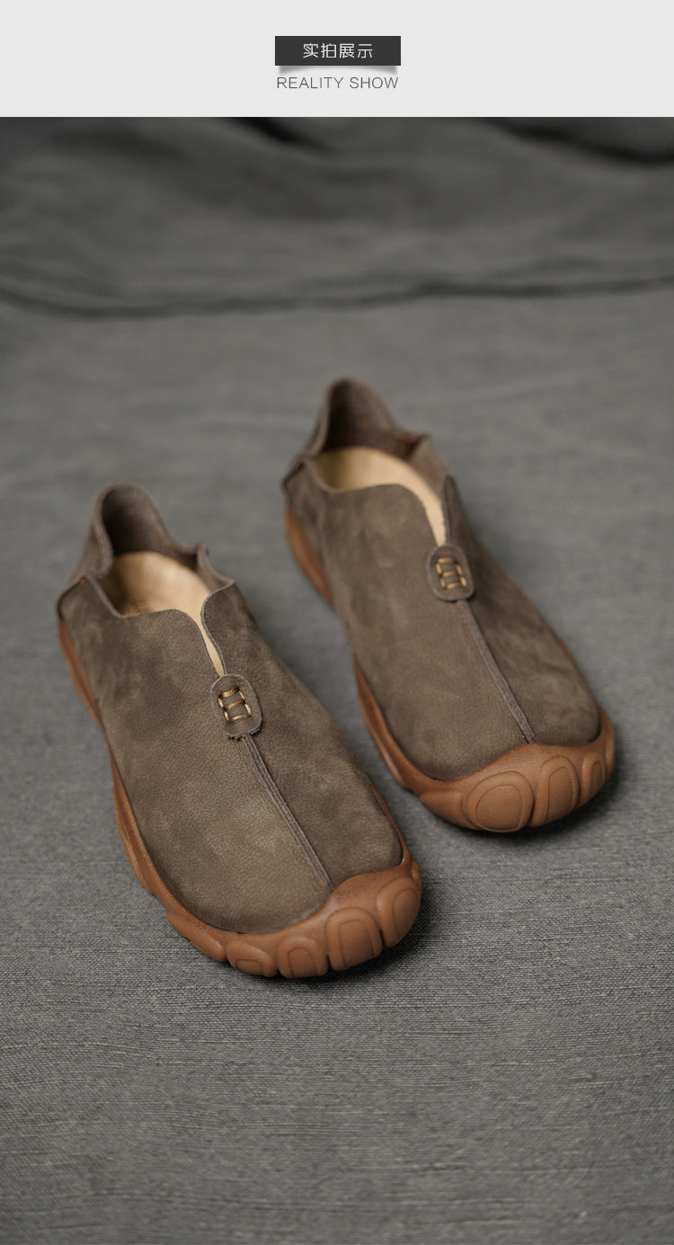 Genuine Leather Slip-On Casual Shoes for Men – Breathable Soft Sole, Lazy-Loafer Comfort