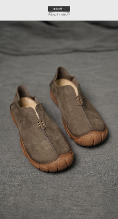 Genuine Leather Slip-On Casual Shoes for Men – Breathable Soft Sole, Lazy-Loafer Comfort