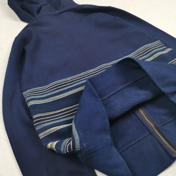blue-dyed vegetation KOFU ancient cloth national flag splicing long velvet cotton sweater thickening Japanese tide