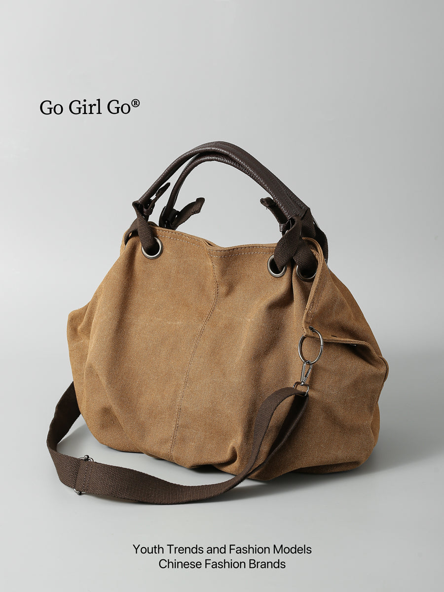 2025 New American Style Workwear Retro Commuter Large Bag Crossbody Canvas Tote Bag Melard Color Series Tote Bag