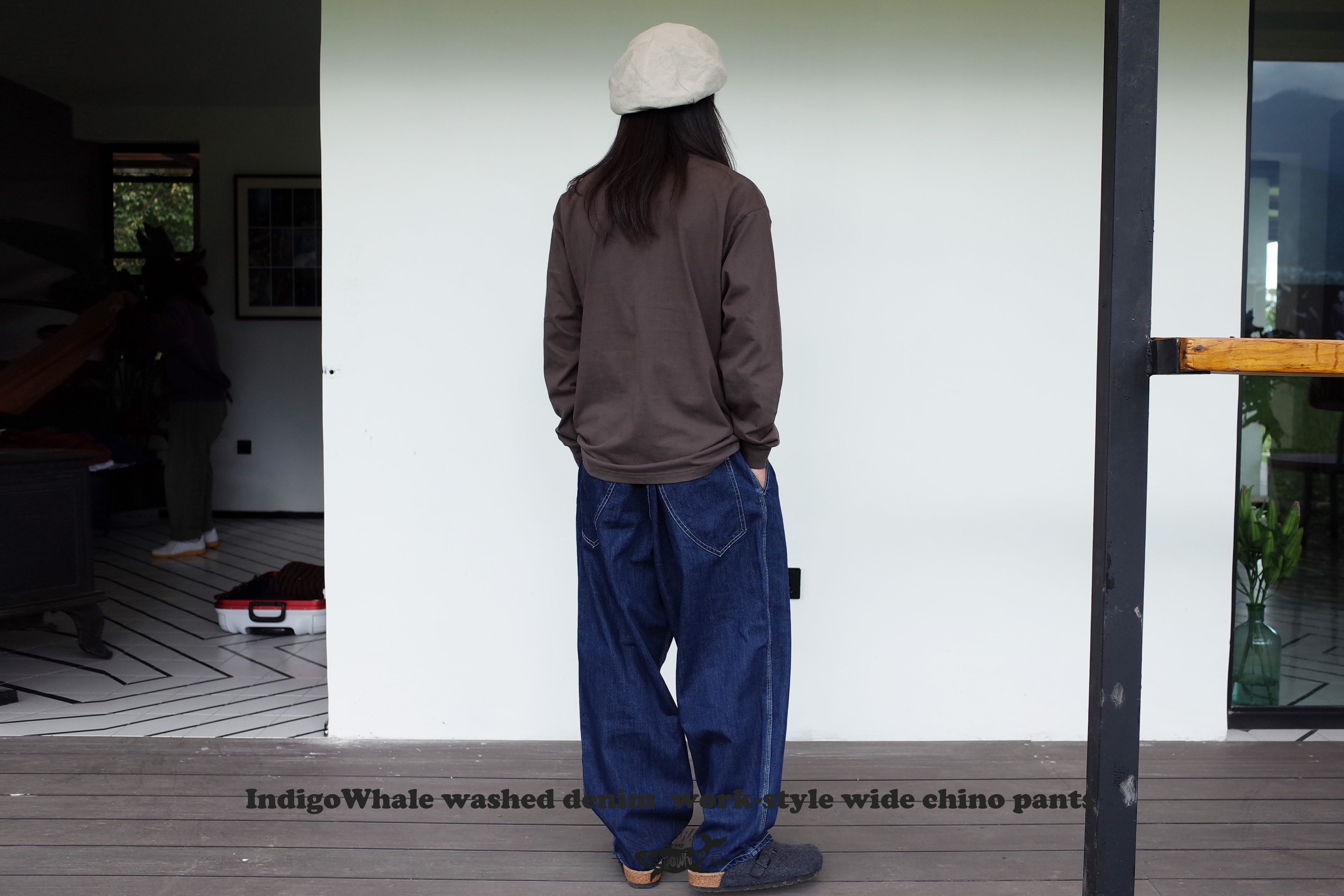 IndigoWhale High-Rise Button-Washed Denim Chino Jeans – Loose Straight Chino Style