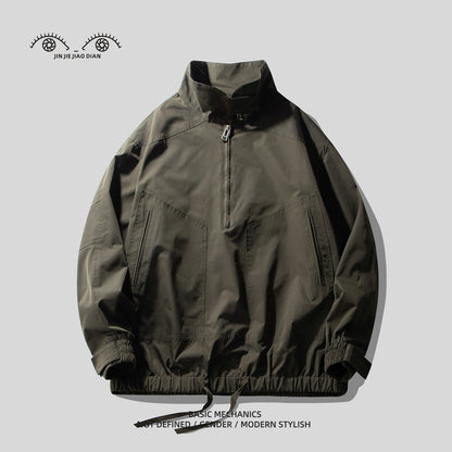 Mountain-Style Vintage Coffee-Brown Workwear Jacket – Casual Cotton Coat (Unisex)