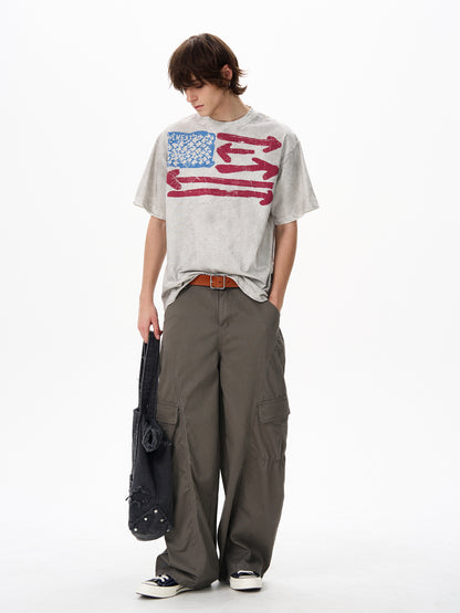 American Retro Dirty Short Sleeve T-Shirt for Men Ins Trendy Brand Fashion Cool Niche Top Couple Tee