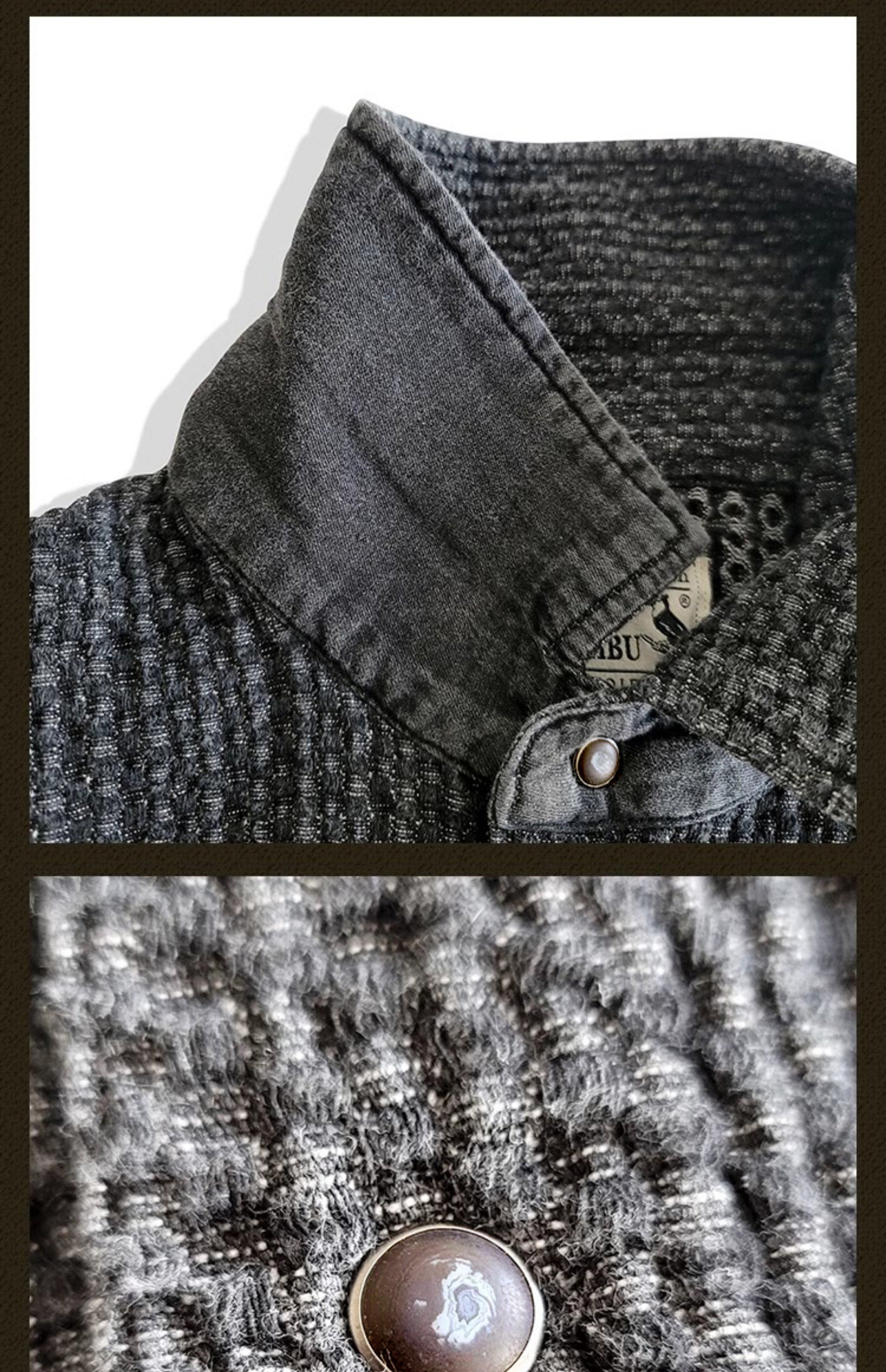 Washed Black Tie-Dye Oversized Shirt Jacket Loose Casual Khaki Vintage