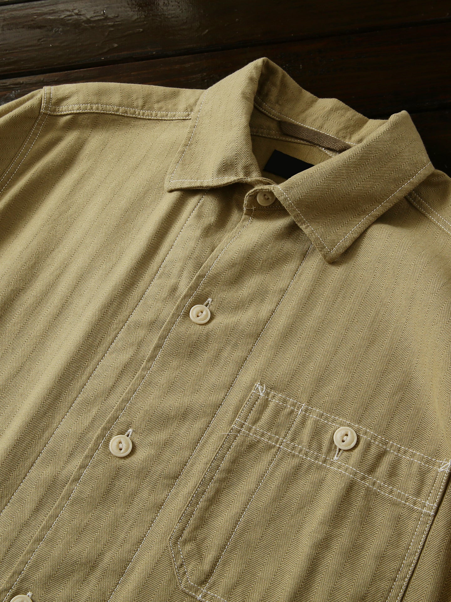 100% Cotton Herringbone Summer Men's Loose Casual Short Sleeve Work Shirt Top