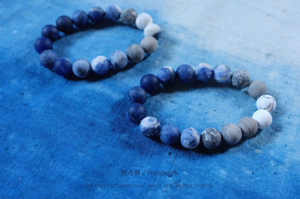 Original Planet Blue Vein Stone Bracelet Gradient Matte Stone Couple Artistic Mountain Sea Natural Bracelet