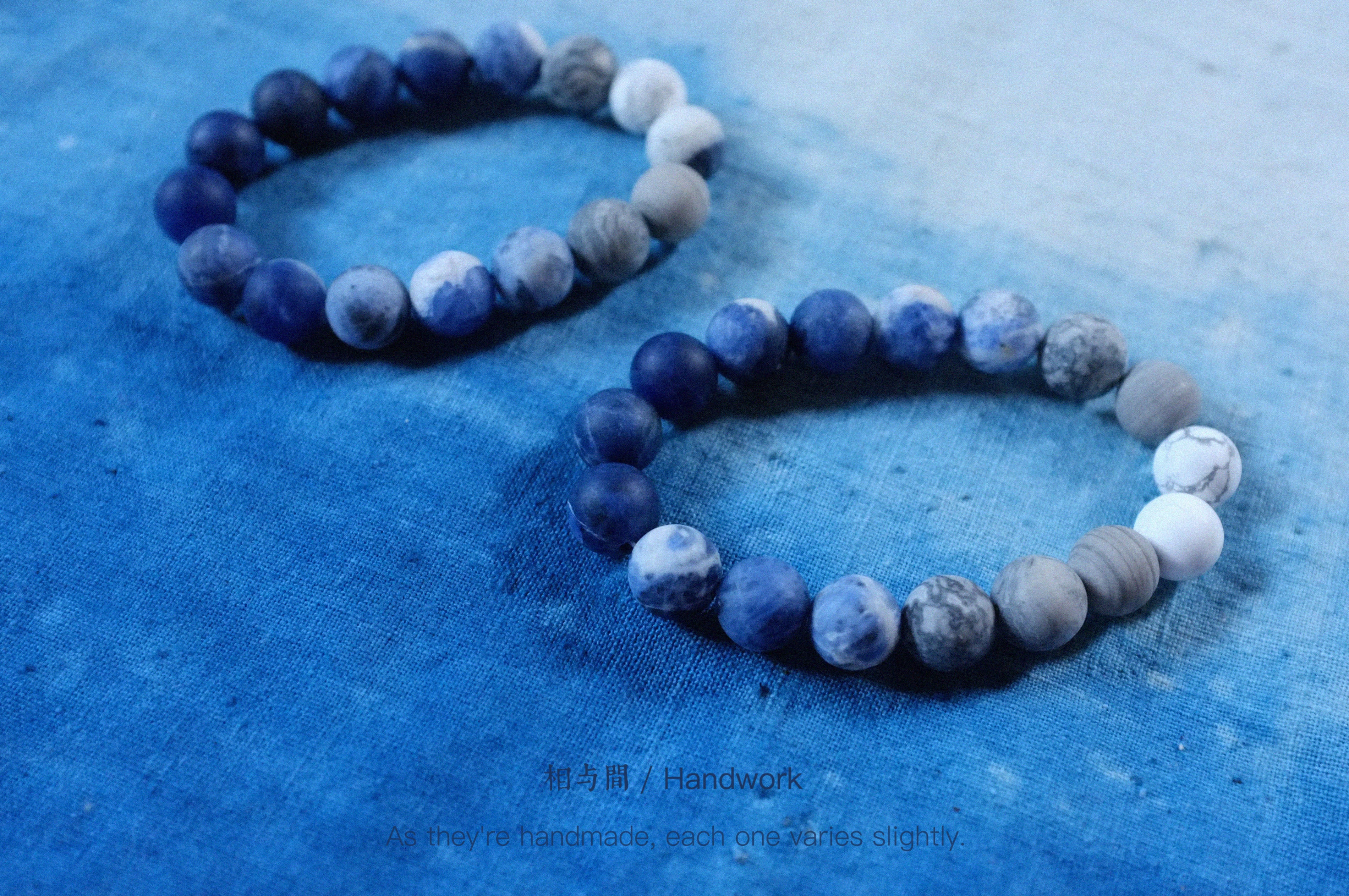 Original Planet Blue Vein Stone Bracelet Gradient Matte Stone Couple Artistic Mountain Sea Natural Bracelet